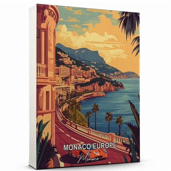 Monaco Europe Travel Canvas Wall Art Monaco Canvas Travel-Inspired Scene That Brings Peace, Color, and Culture Into Your Space