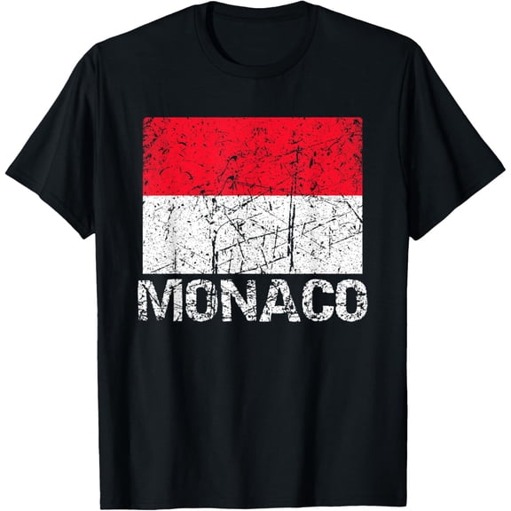 Monaco Flag Distressed Patriotic European Men Women Kids T-Shirt
