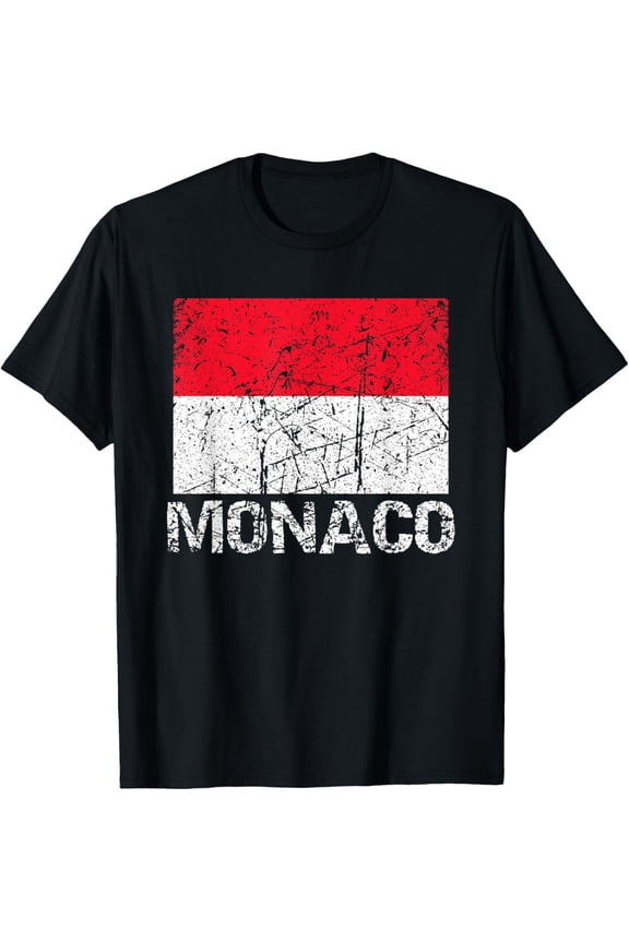 Monaco Flag Distressed Patriotic European Men Women Kids T-Shirt