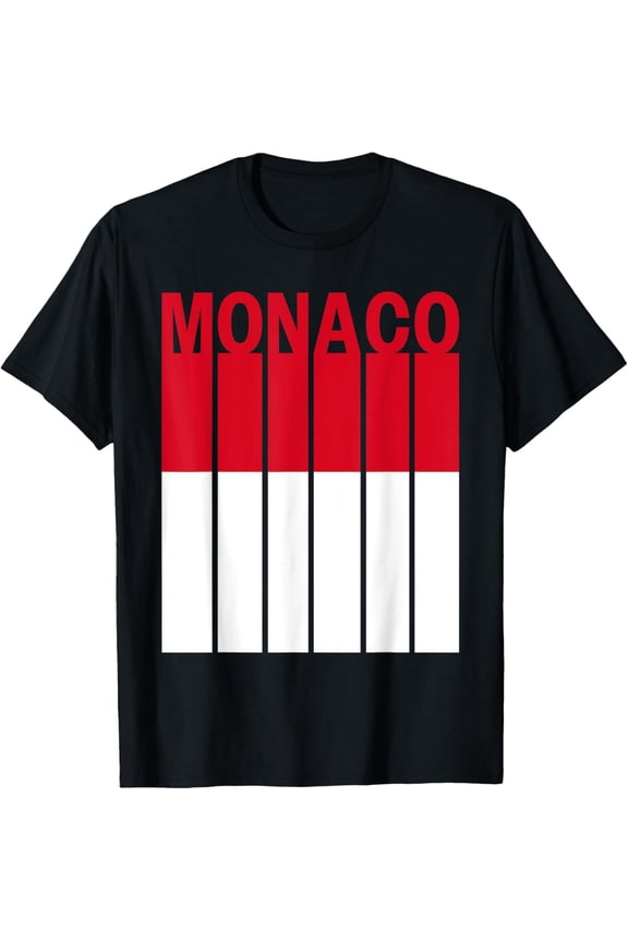 Monaco Flag T-Shirt men and women can wear, black, white, gifts