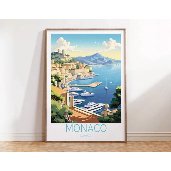 Monaco French Riviera City Traveler Gallery Wall Art, Unframed Paper Print Size 8x12