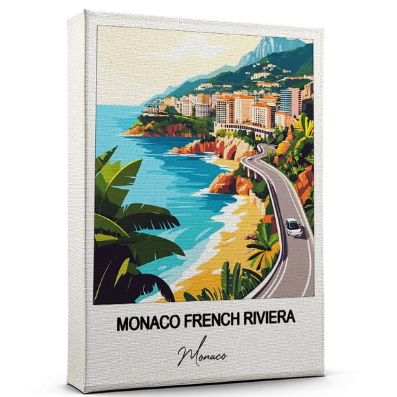 Monaco French Riviera Travel Art Canvas  Modern Wall Art Inspired by Monaco Canvas  Great Gift for Travel Lovers  Ready to Hang
