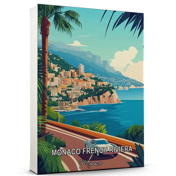 Monaco French Riviera Travel Canvas Wall Art Monaco Canvas A Scenic Artwork That Evokes Calmness, Wanderlust, and Connection with the World