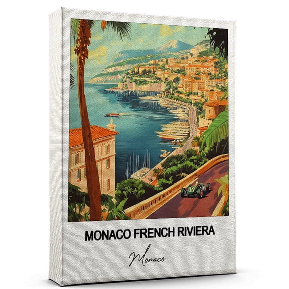 Monaco French Riviera Travel Poster Canvas  Monaco Canvas  Unique Gift Idea for Home, Office, or Living Space