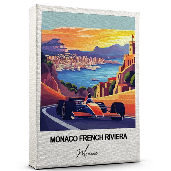 Monaco French Riviera Travel Poster Canvas  Monaco Canvas  Unique Gift Idea for Home, Office, or Living Space