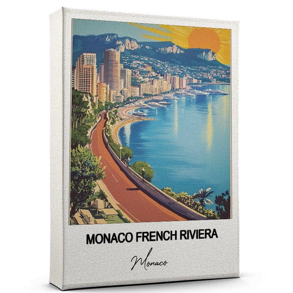 Monaco French Riviera Travel Print on Canvas  Monaco Canvas  Great for Travel Enthusiasts, Perfect for Home & Office Decor