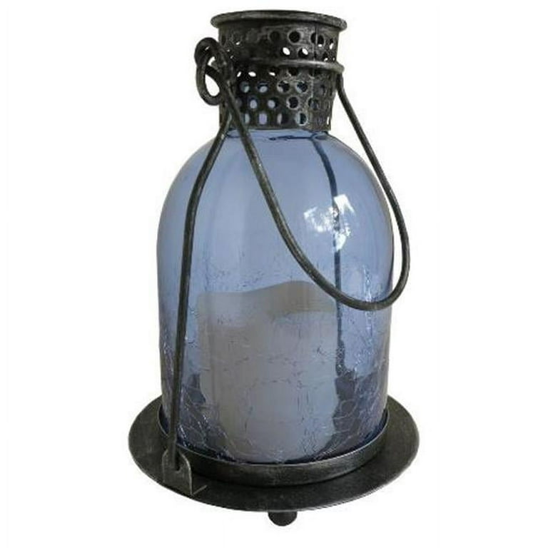 Monaco Glass LED Candle Lantern - Blue Monaco Glass LED Candle Lantern - Blue