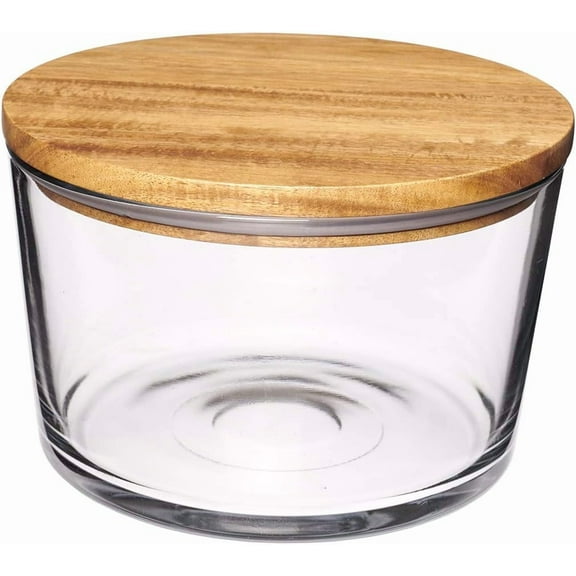 Glass Cake Bowl with Lid, 104 oz Glass Salad Bowl with Plastic Lid