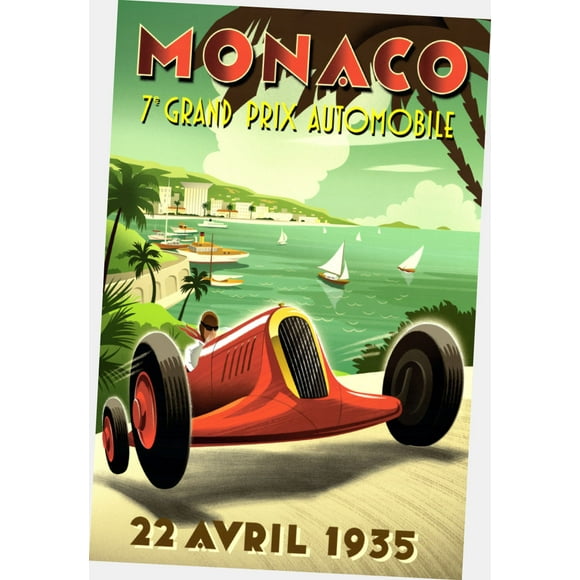 Monaco Gp Poster 24"x36" 24x36 Travel Art Multi-Color Square Adults Best Posters