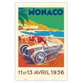 thumbnail image 1 of Monaco Grand Prix 1936 - Vintage Car Racing Poster by Géo Ham (Georges Hamel) - Master Art Print (Unframed) 12in x 18in, 1 of 4