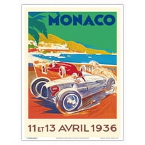 Monaco Grand Prix 1936 - Vintage Car Racing Poster by Géo Ham (Georges Hamel) - Master Art Print (Unframed) 9in x 12in