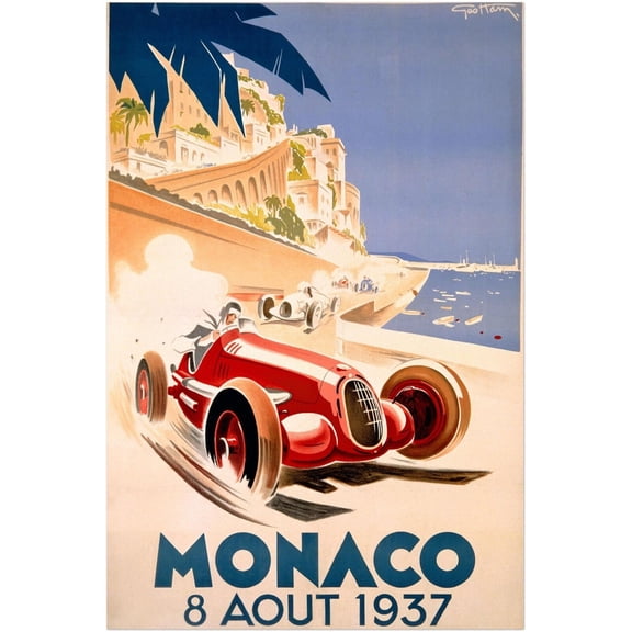 Monaco Grand Prix 1937 - Vintage Auto Racing Poster (8x12Inches(US/CANonly))
