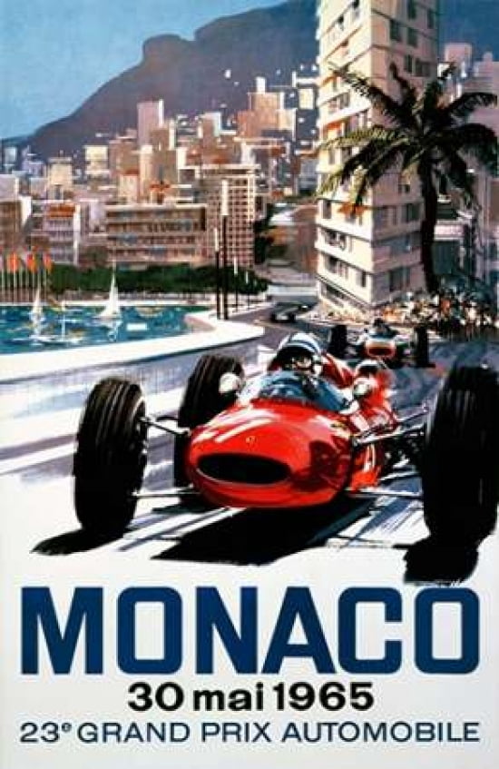 Monaco Grand Prix 1965 Canvas Art - Michael Turner (24 x 36)