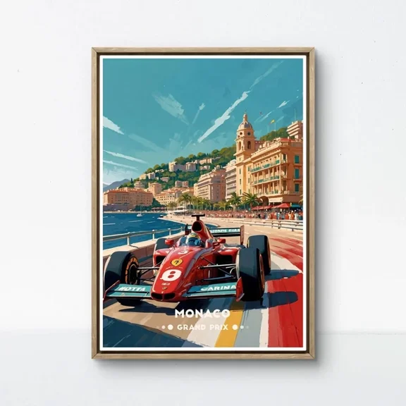 Monaco Grand Prix Vintage Poster Formula 1 Racing Art Home Decor Office Wall Art Living Room Decor, Paper Poster Only