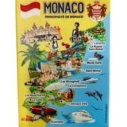 Monaco Graphic Map and Attractions Souvenir Fridge Magnet 2.5 X 3.5