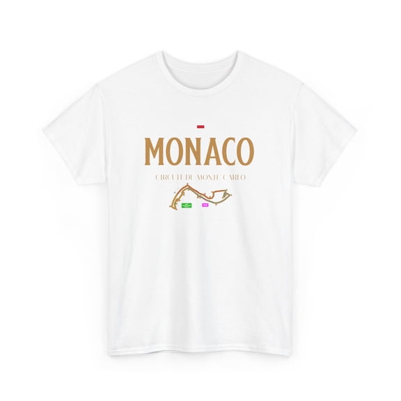 Monaco Inspired T-Shirt | Monte Carlo Racing Track Graphic Tee (White, L)