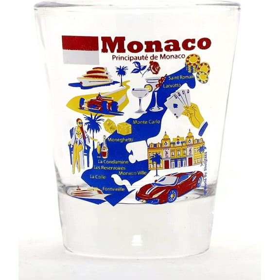 Monaco Landmarks and Icons Collage Shot Glass