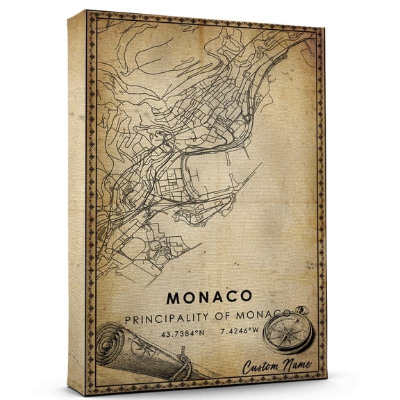 Monaco Map Poster, Monaco Map City Art Poster, Canvas,, Monaco Map Canvas - 89AZ1400