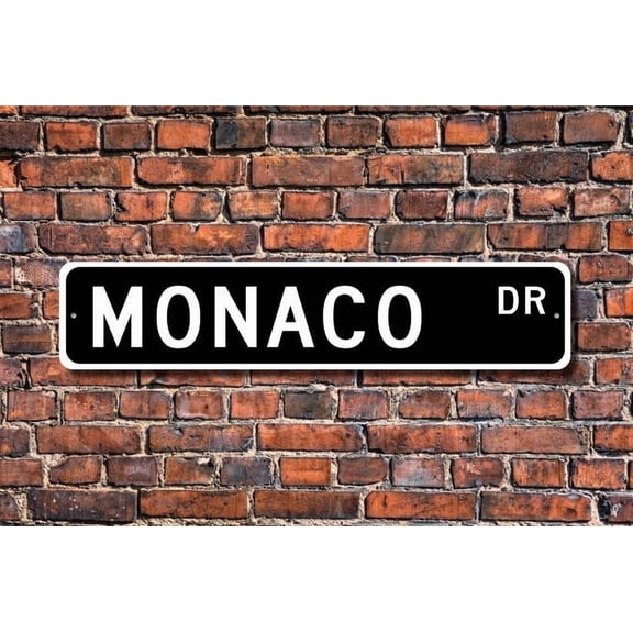 Monaco Monaco Gift Monaco Sign souvenir sign Monaco native vacation momento Monaco visit Metal Aluminum Sign - Size: 16 x 4 Inches