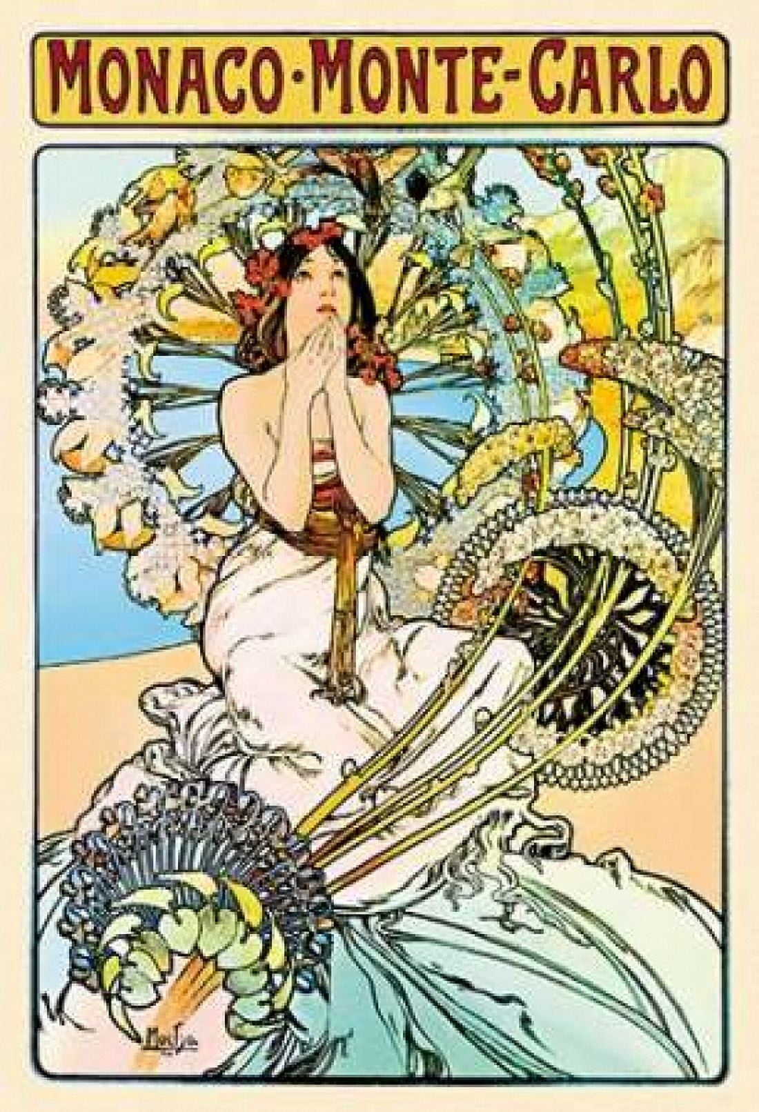 Monaco - Monte Carlo Canvas Art - Alphonse Mucha (12 x 18)