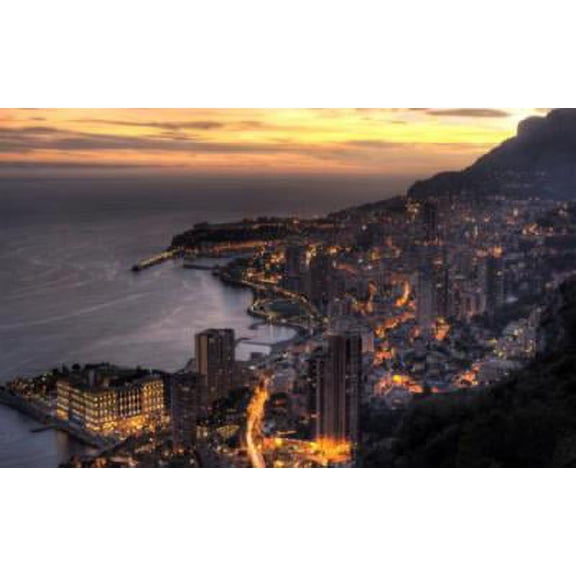 Monaco Monte Carlo Skyline poster Metal Sign Art Print 8x12 Multi-Color Square Adults Posters