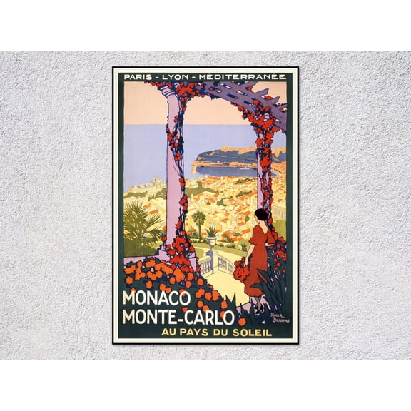 Monaco Monte Carlo Travel Poster, Unframed Paper Poster 11x14in