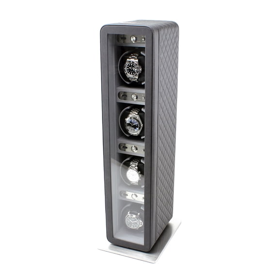 Monaco Quad Watch Winder in Black Leather