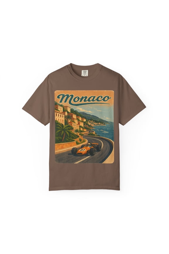 Monaco Racing T-Shirt | Inspired Monte Carlo Grand Prix Comfort Colors Tee (Espresso, L)