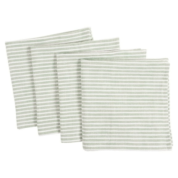 Monaco Relaxed Casual Farmhouse Napkin | Set of 4, 100% Slubbed Cotton, 20x20 Inch Cloth Napkins | for Entertaining and Everyday Use (Mineral Green)