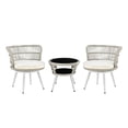 thumbnail image 1 of Monaco Rope Wicker 3-Piece Patio Conversation Set with Cushions in Cream, 1 of 7
