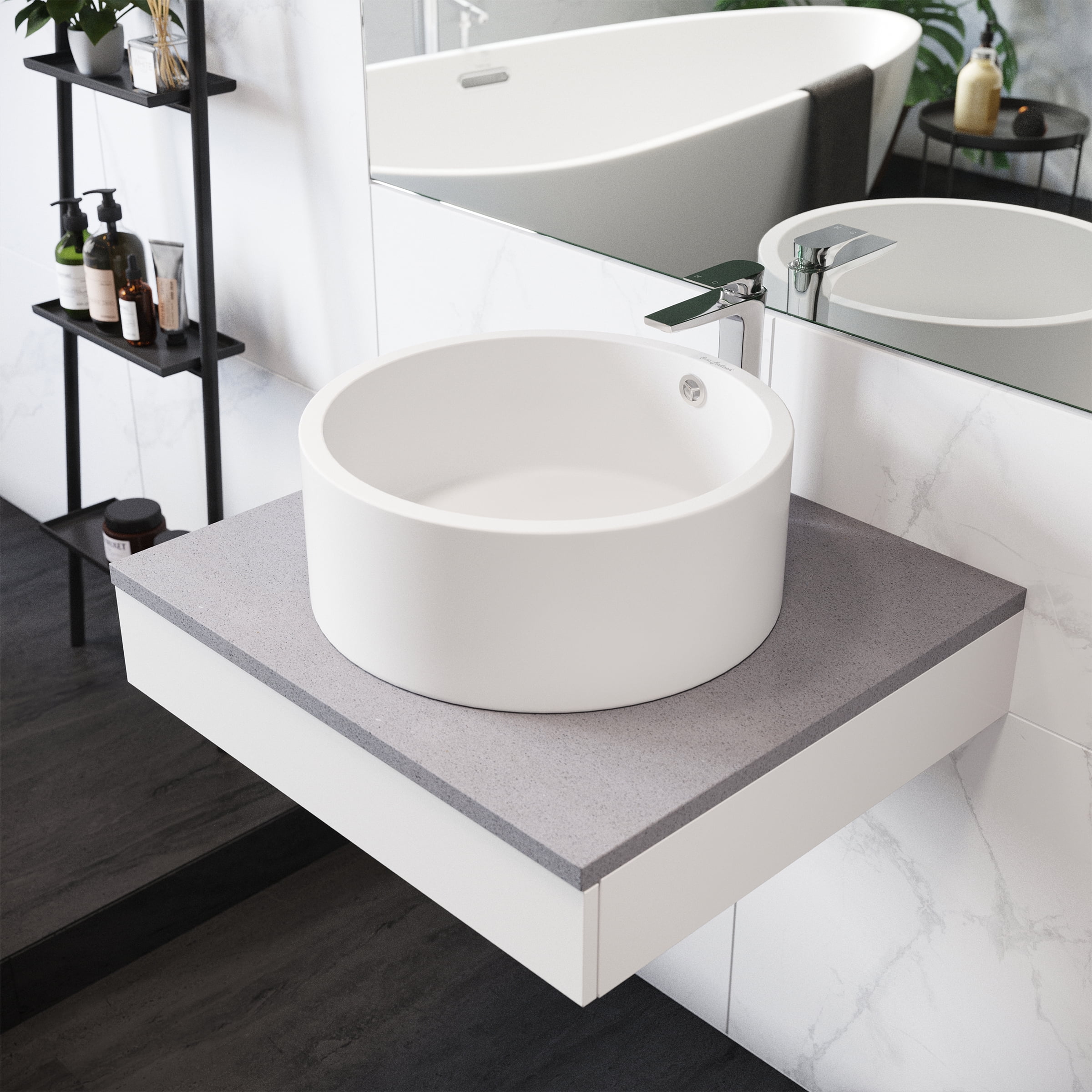 Monaco 16" White Ceramic Round Bathroom Vessel Sink
