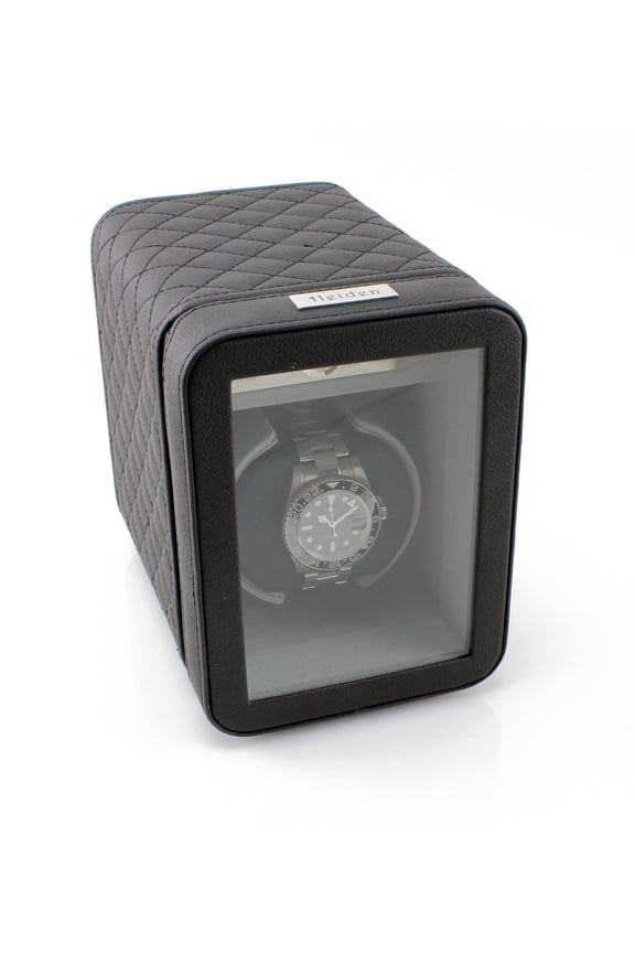 Monaco Single Watch Winder - Dual Powered - Black Leather