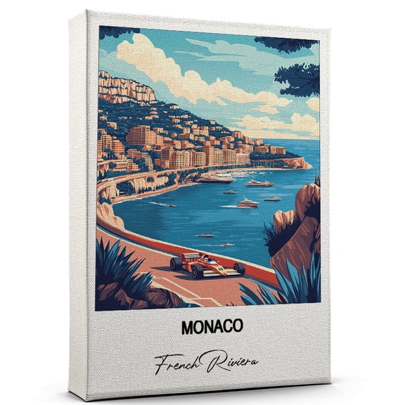 Monaco Travel Poster Canvas French Riviera Canvas Unique Gift Idea for Home, Office, or Living Space