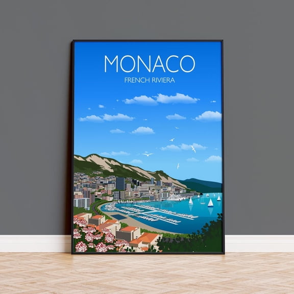 Monaco Travel Poster Travel Print Of Monaco Monaco Art Lovers Gift French Riviera Wall Art Decor Birthday Gifts Wedding Gifts