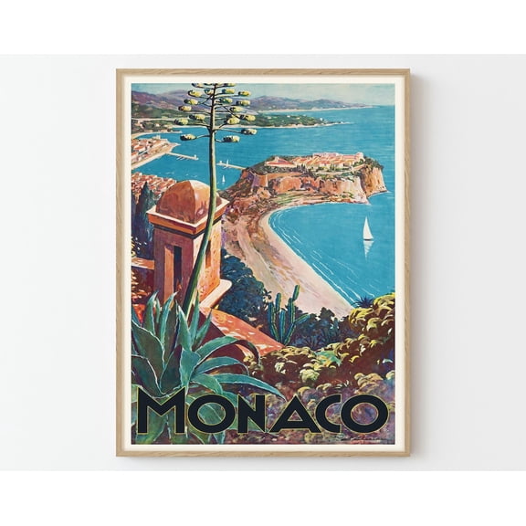 Monaco Vintage Travel Poster Art Print | Home Decor Wall Art Gift, 8x12 UNFRAMED