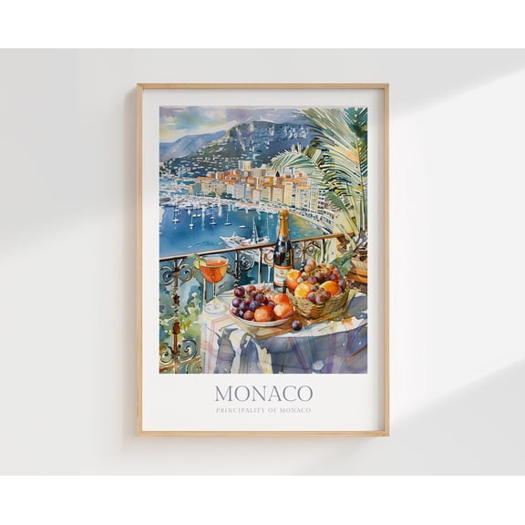 Monaco Wall Art Decor Poster Principality Of French Riviera Poster, Unframed Size 8x12