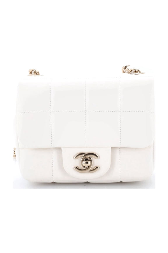 Monacoco Logo Blocks Square Flap Bag Quilted Lambskin with Resin Mini By Rebag