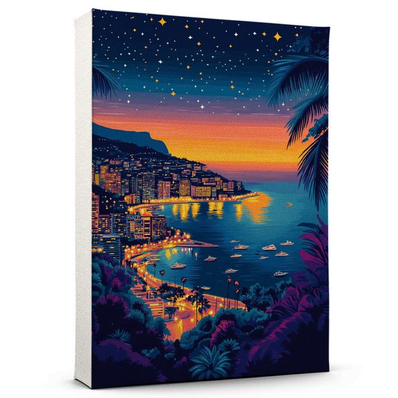 Monacos Travel Canvas Prints, Monaco Starry Night Travel decor, Monacos Map Poster, Monaco Travel Decor Artwork - 98AZ884