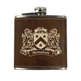 thumbnail image 1 of Monahan Irish Coat of Arms Leather Flask - Rustic Brown, 1 of 1