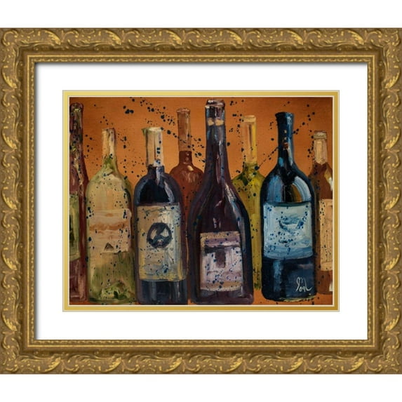 Monahan, Jodi 14x12 Gold Ornate Wood Framed with Double Matting Museum Art Print Titled - Wine Enjoyed