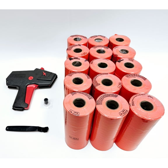 Monarch 1110 Price Gun 1110-01 -Includes Case of Genuine Fluorescent Red Labels, Label Scraper & Ink Rollers