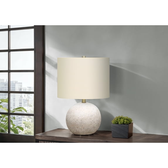Lighting, 20"H, Table Lamp, Grey Concrete, Ivory / Cream Shade, Contemporary