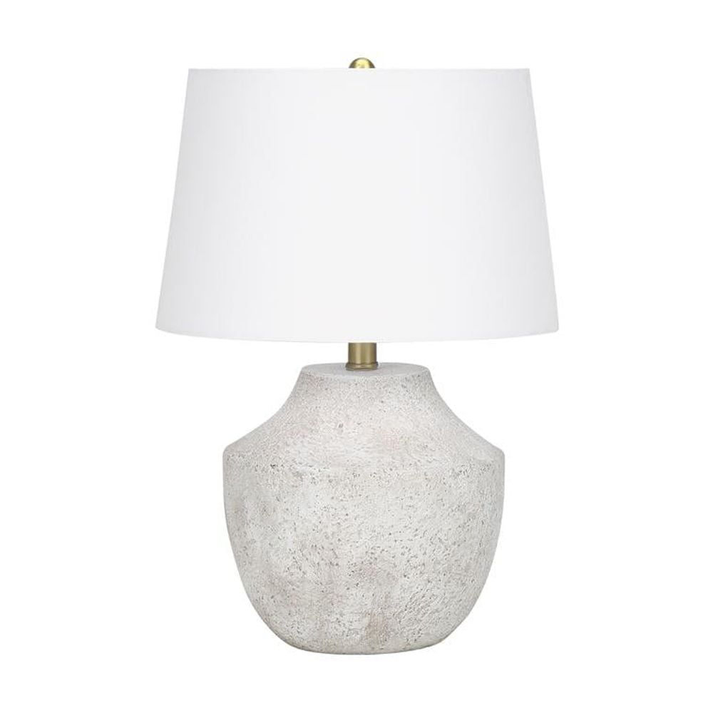 Monarch 20" Concrete Stone Table Lamp with Tapered Shade in Cream and Beige