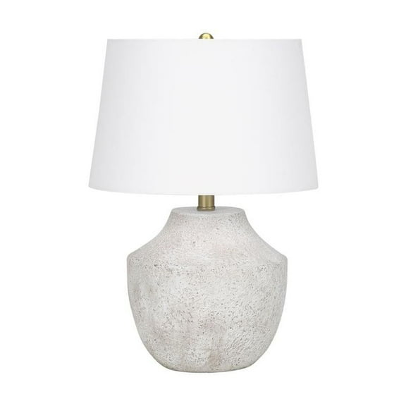 Monarch 20" Concrete Stone Table Lamp with Tapered Shade in Cream and Beige
