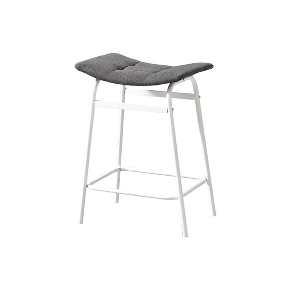 Monarch 24.5"H Metal Frame & Fabric Seat Counter Stool in Gray/White (Set of 2)