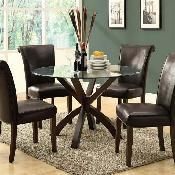 Monarch 48" Round Glass Top Dining Table in Espresso