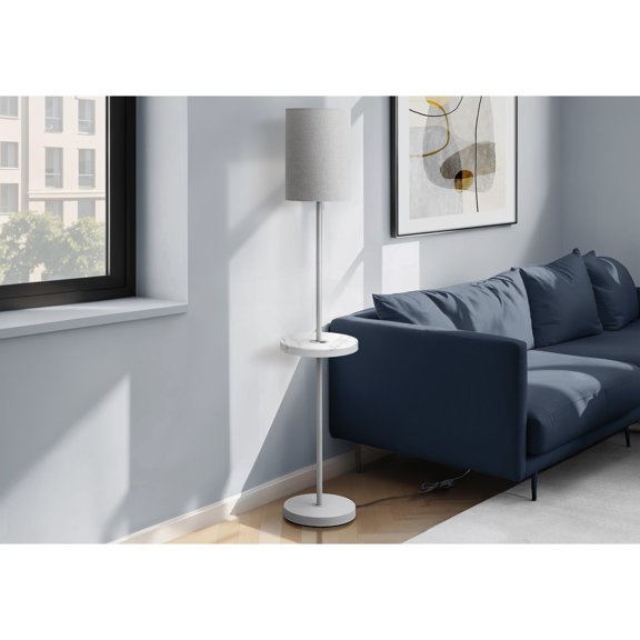Lighting - 62"h - Floor Lamp - Usb Port Included - Gray Metal - White Marble