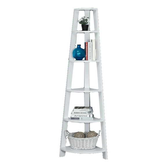 Monarch 72" 5-Shelf Corner Bookcase Etagere, White