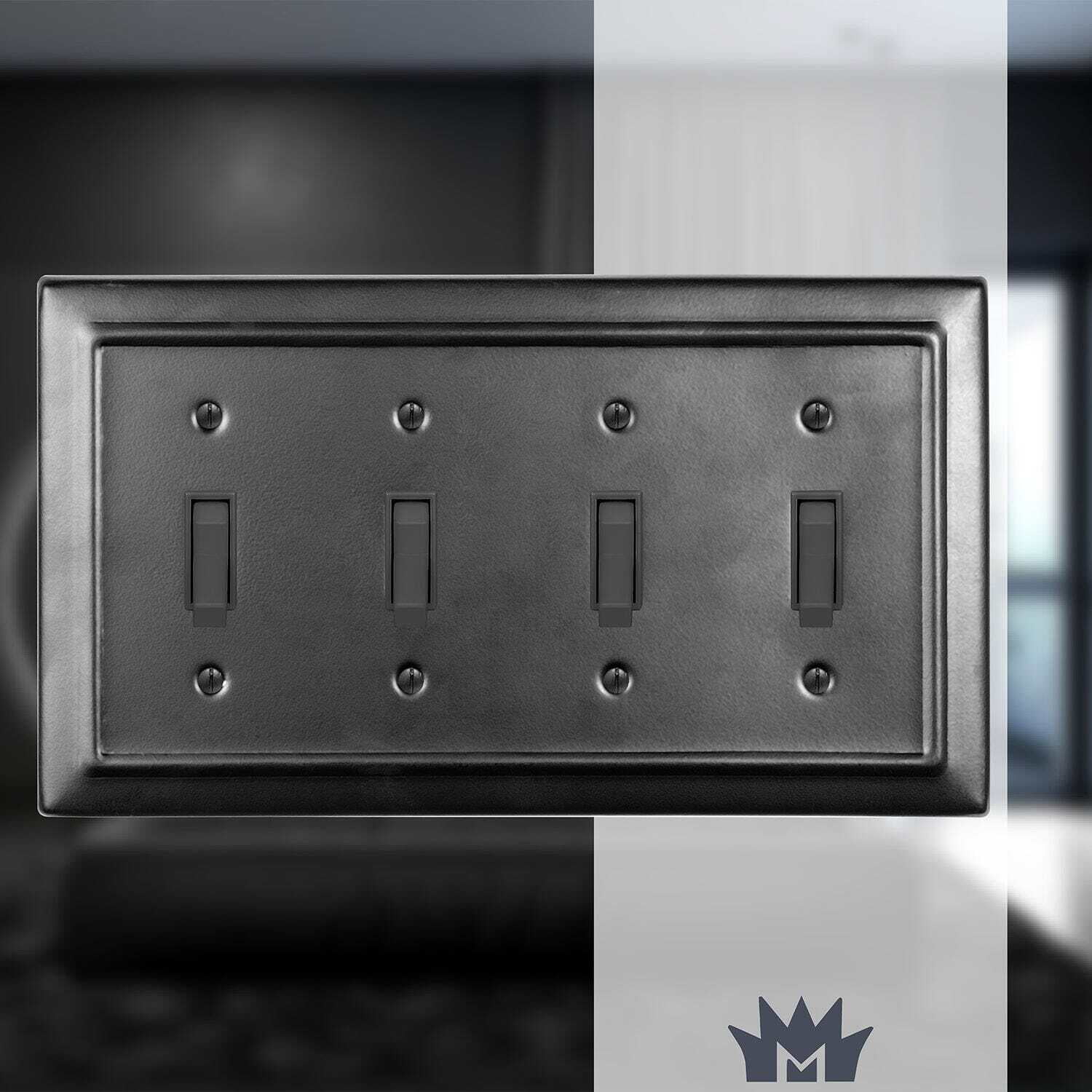 Matte Black 4-Gang Architectural Aluminum Wall Plate
