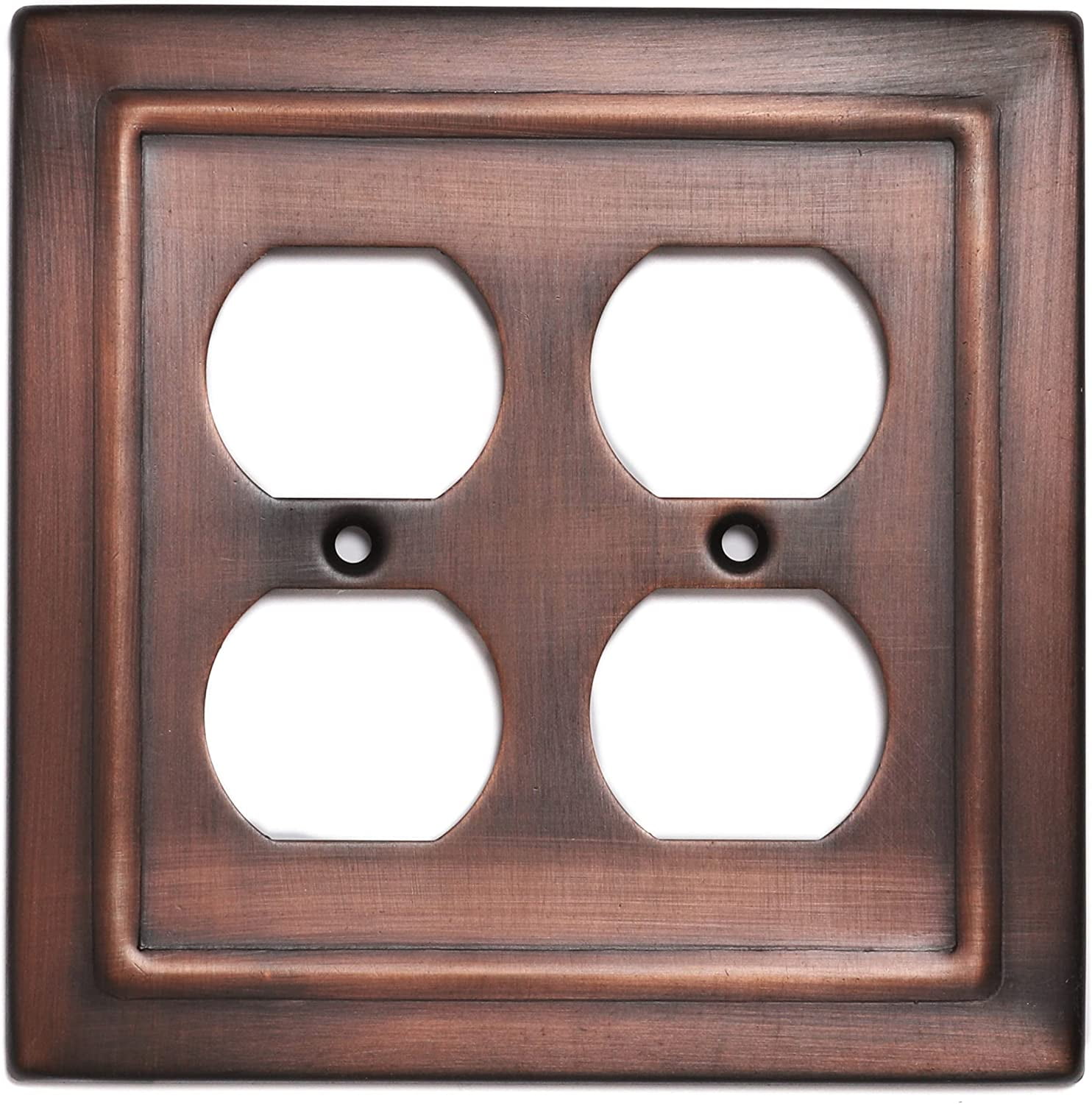 Vintage Bronze 2-Gang Metal Duplex Outlet Wall Plate
